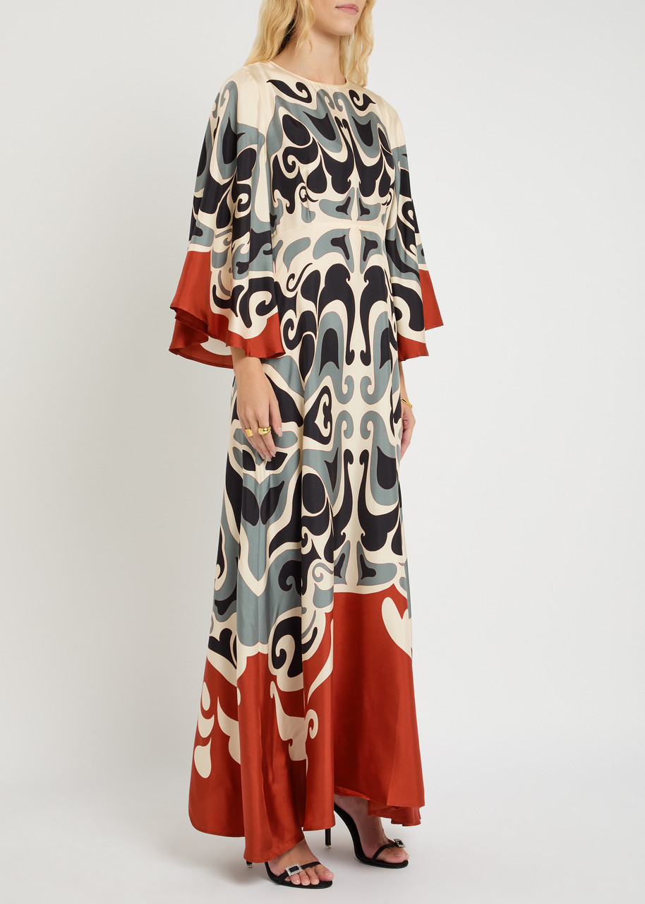 La Doublej La Double J Sorella Printed Silk-twill Maxi Dress