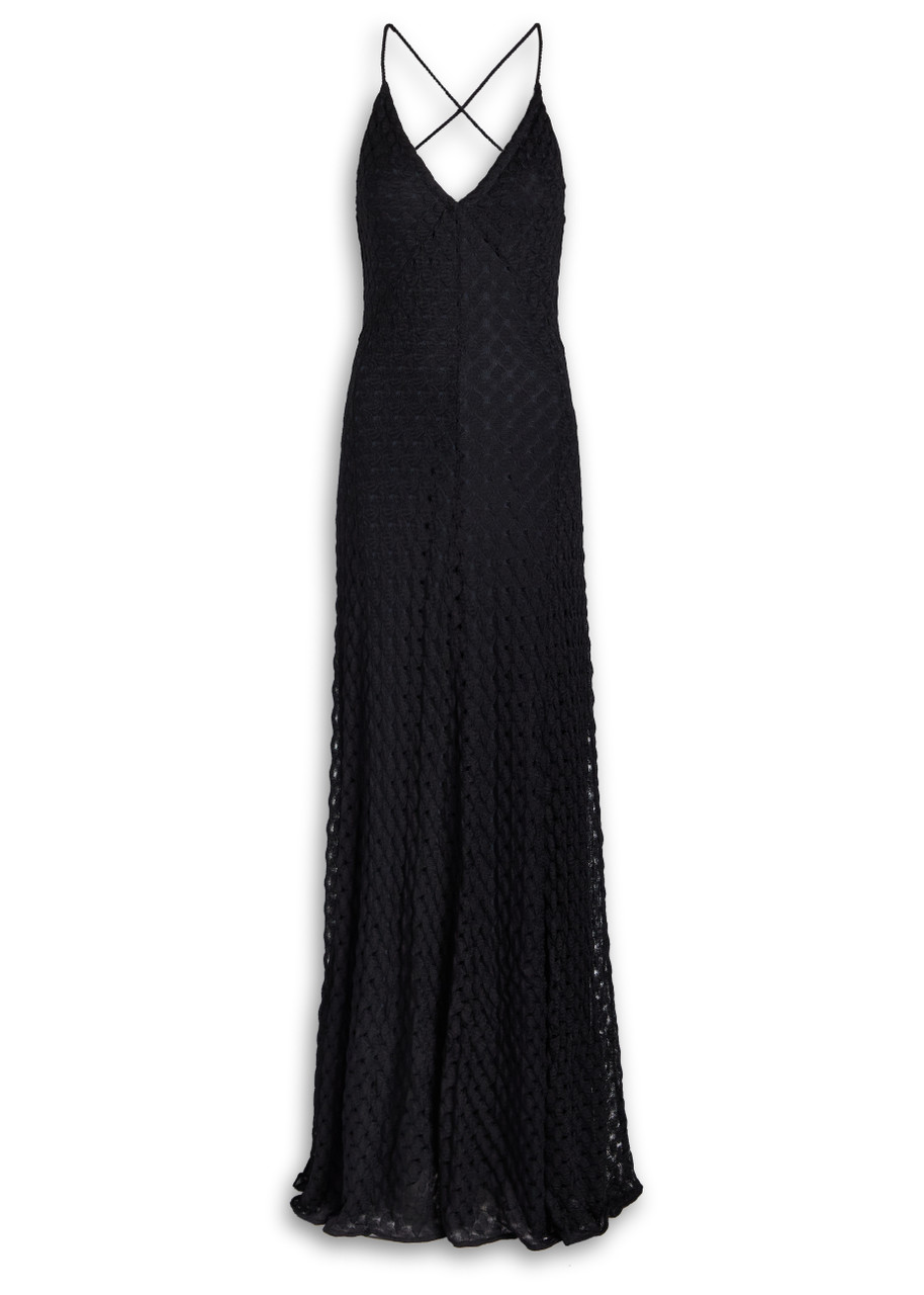 Missoni Womens Strappy Halterneck Woven Maxi Dress Black Beauty