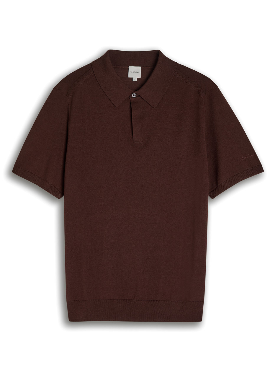 Paul Smith Logo-embroidered Fine-knit Polo Shirt - Dark Red - S