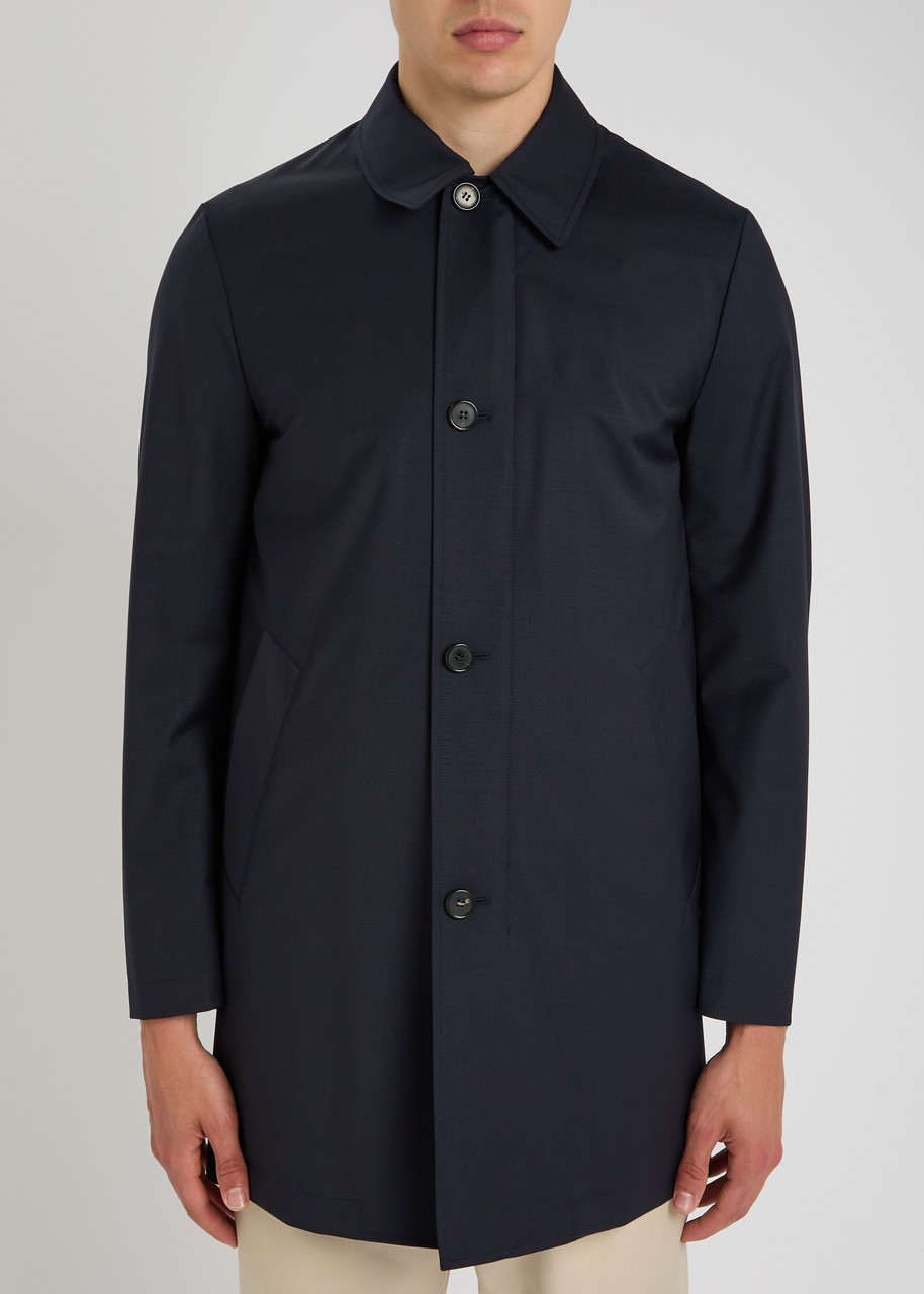 Paul Smith Mens Storm System Wool Mac With Detachable Gilet In Blue
