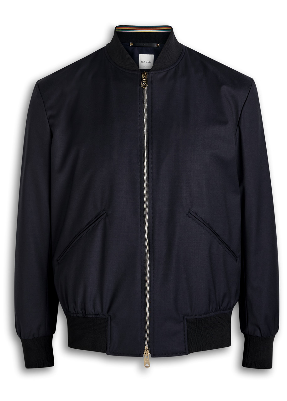 Paul Smith Dark Navy 'storm System' Wool Bomber Jacket Blue In Blue