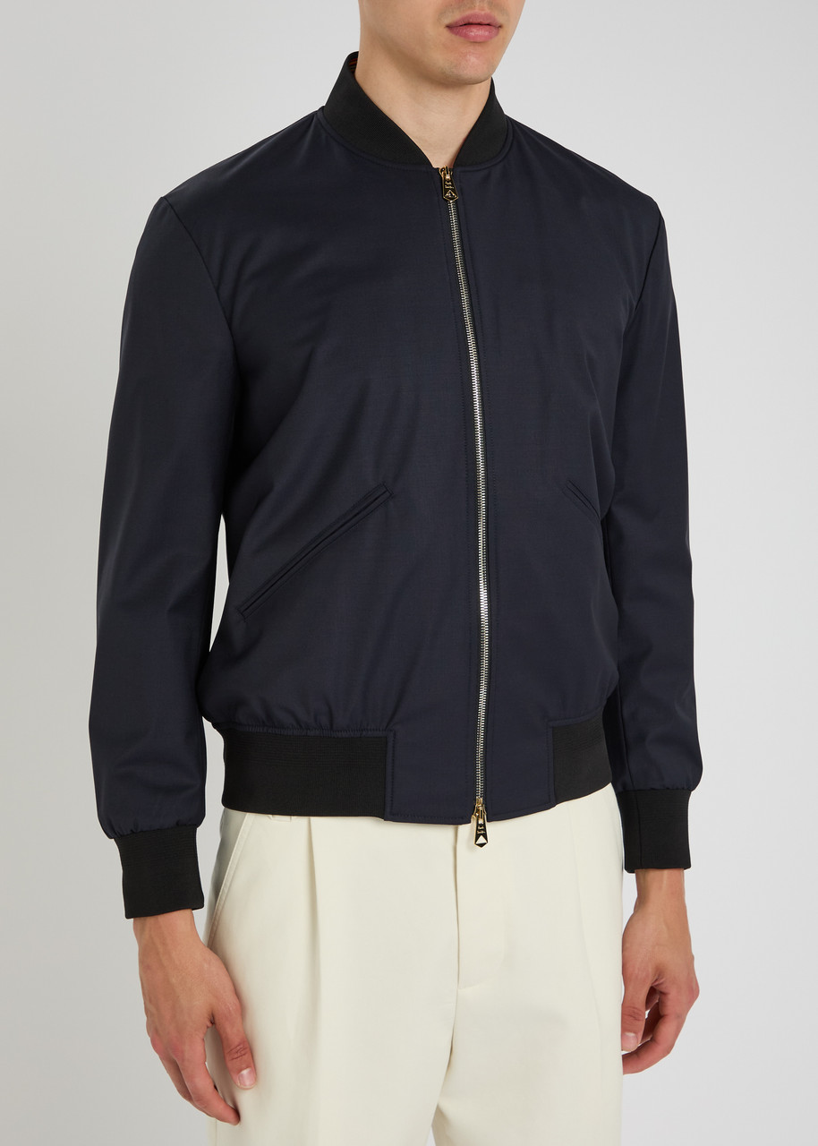 Paul Smith Dark Navy 'storm System' Wool Bomber Jacket Blue In Blue
