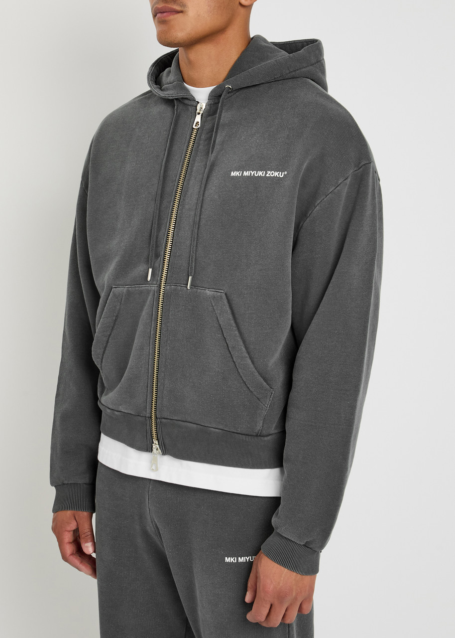 Mki Miyuki Zoku Uniform Logo Hooded Cotton-blend Sweatshirt In Gray