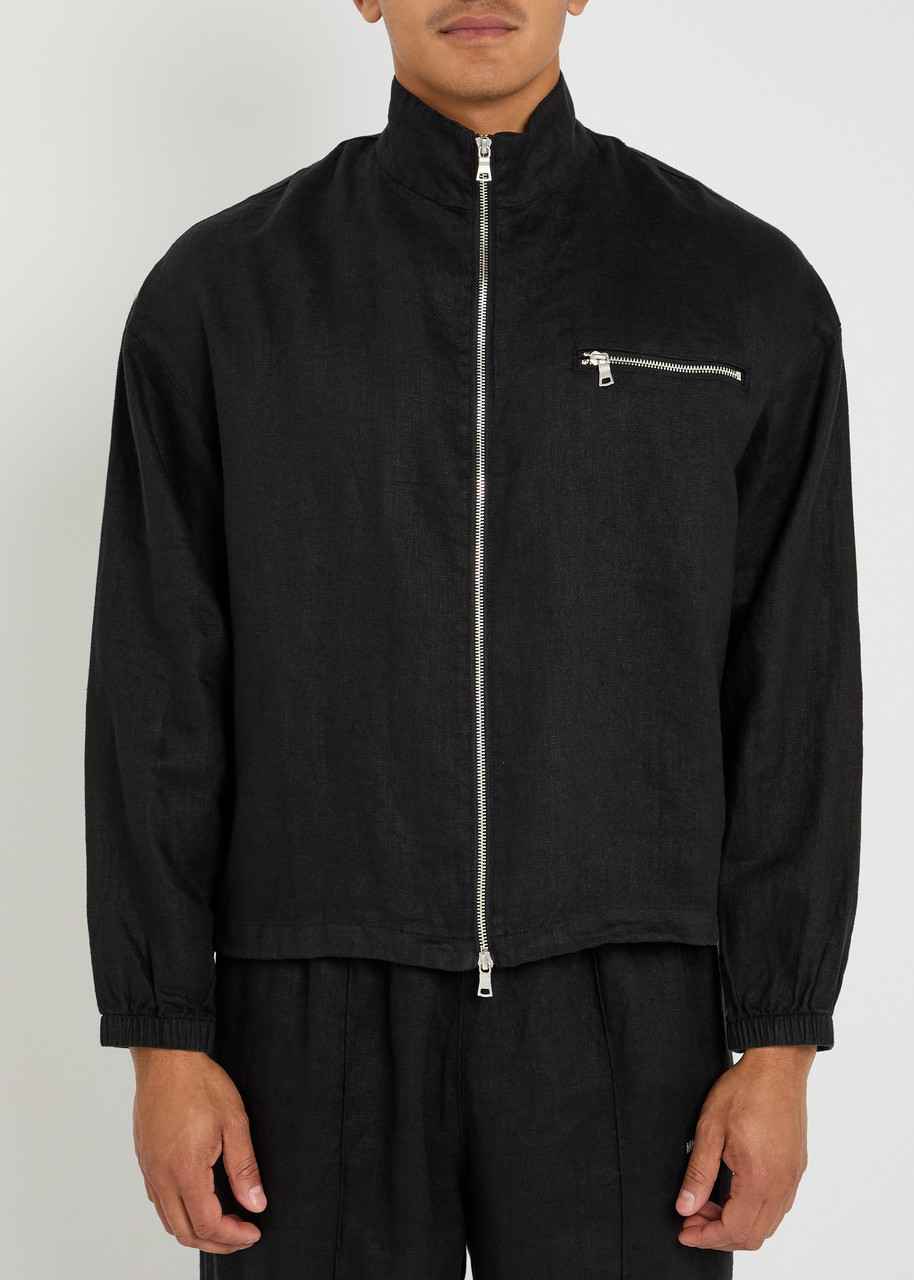 Mki Miyuki Zoku Linen Track Overshirt In Black