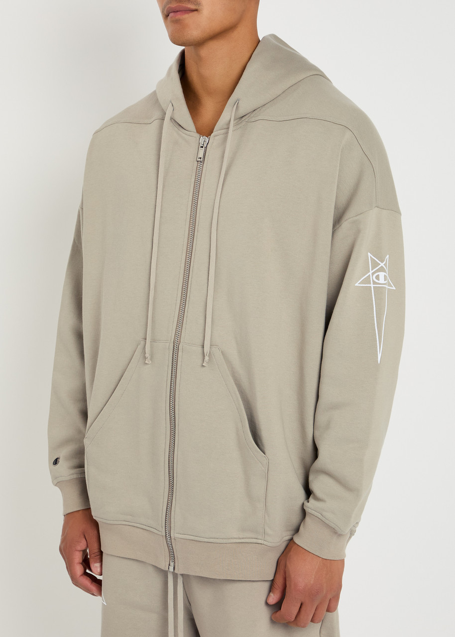 Rick Owens Gray Windbreaker Hoodie In Gray