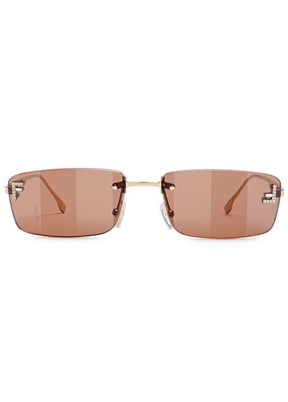  Fendi Fendi First Rimless Rectangle-frame Sunglasses - Silver - One Size 