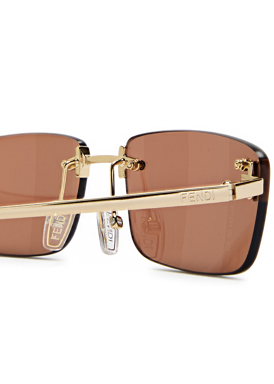  Fendi Fendi First Rimless Rectangle-frame Sunglasses - Silver - One Size 