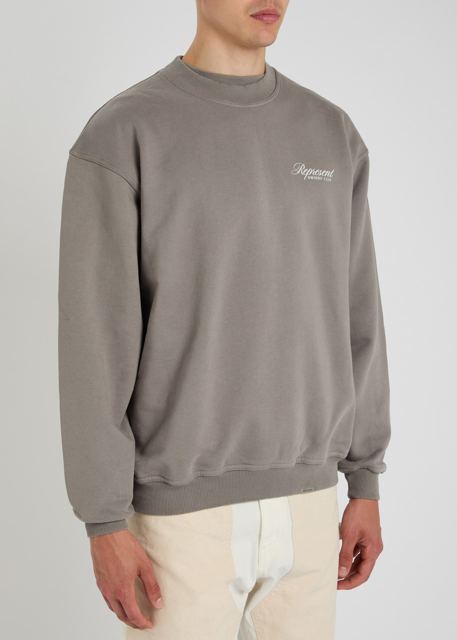Represent Owner's Club Logo Cotton Sweatshirt In Gray