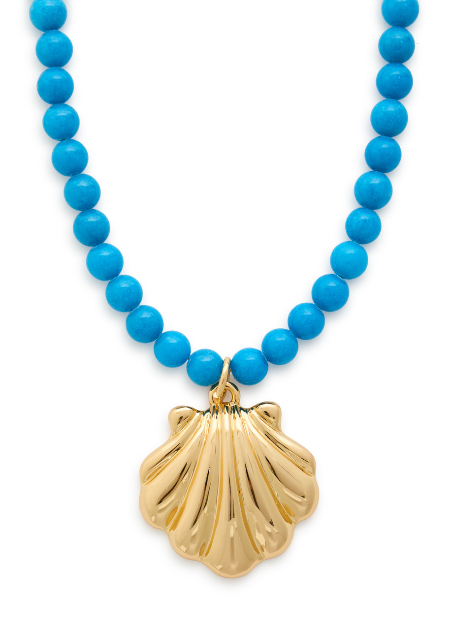 Timeless Pearly Beaded 24kt Gold-plated Necklace In Blue