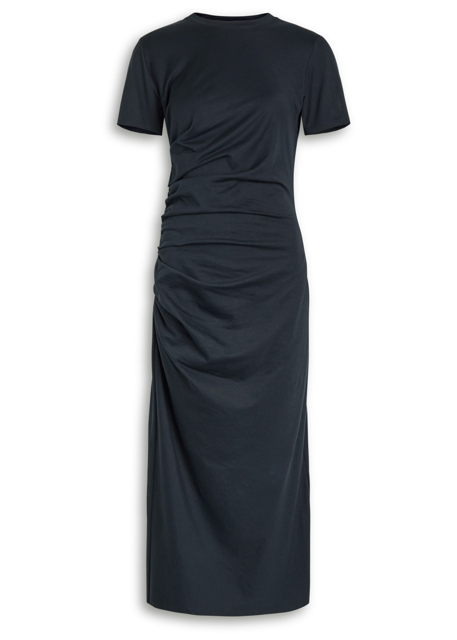 Frame Womens Navy Twisted Relaxed-fit Cotton-jersey Maxi Dress In Blue