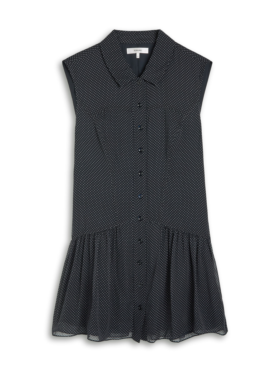 Frame Polka-dot Silk-chiffon Mini Dress - Navy - S (UK8-10 / S)