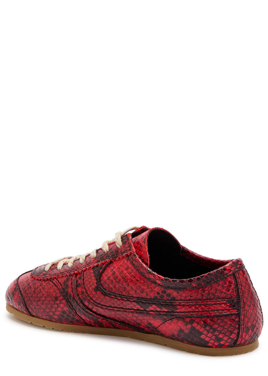 Dries Van Noten Dustin Python-effect Leather Sneakers In Red