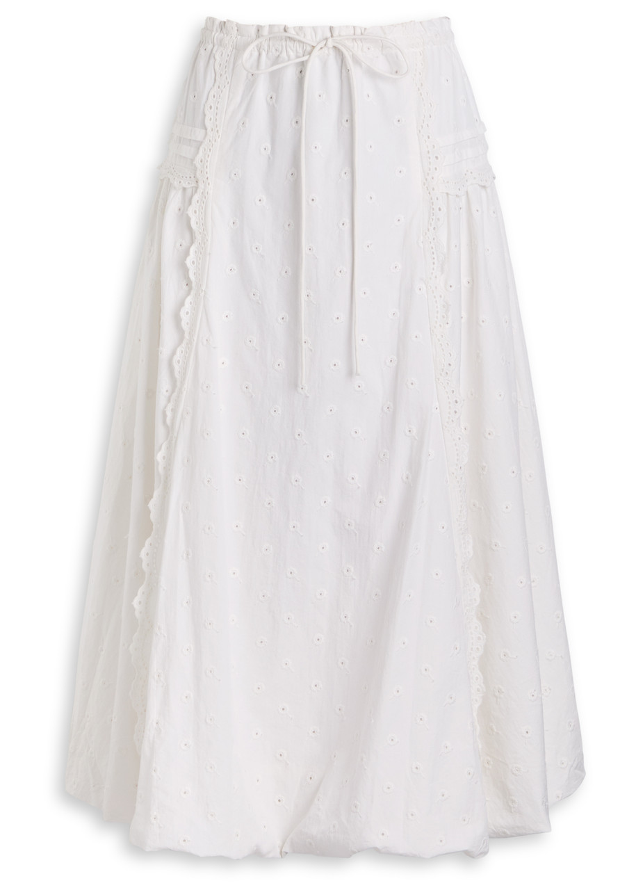 Damson Madder Agatha Embroidered Cotton Midi Skirt
