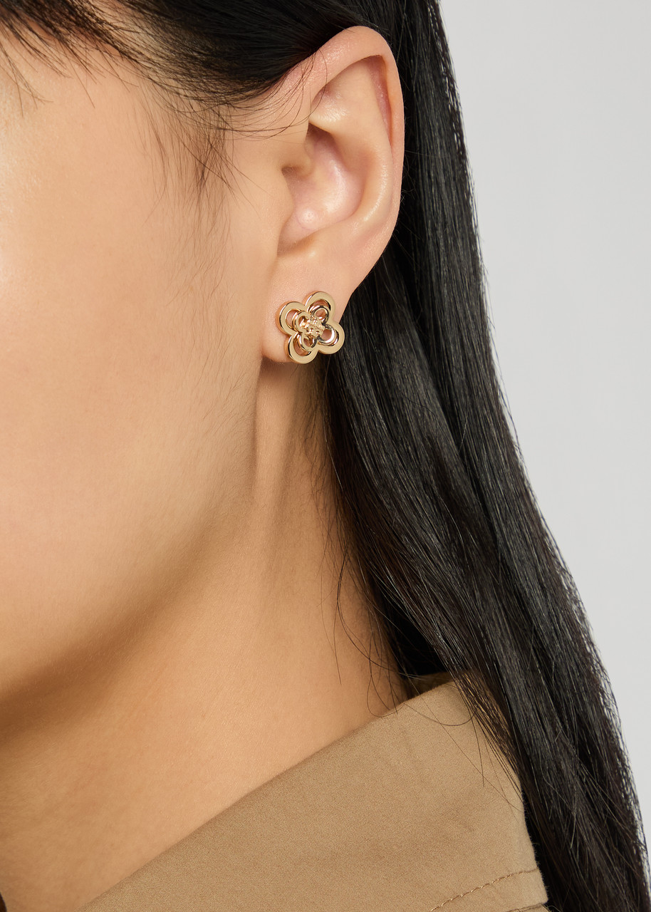 Tory Burch Kira Clover 18kt Gold-plated Stud Earrings In Gold