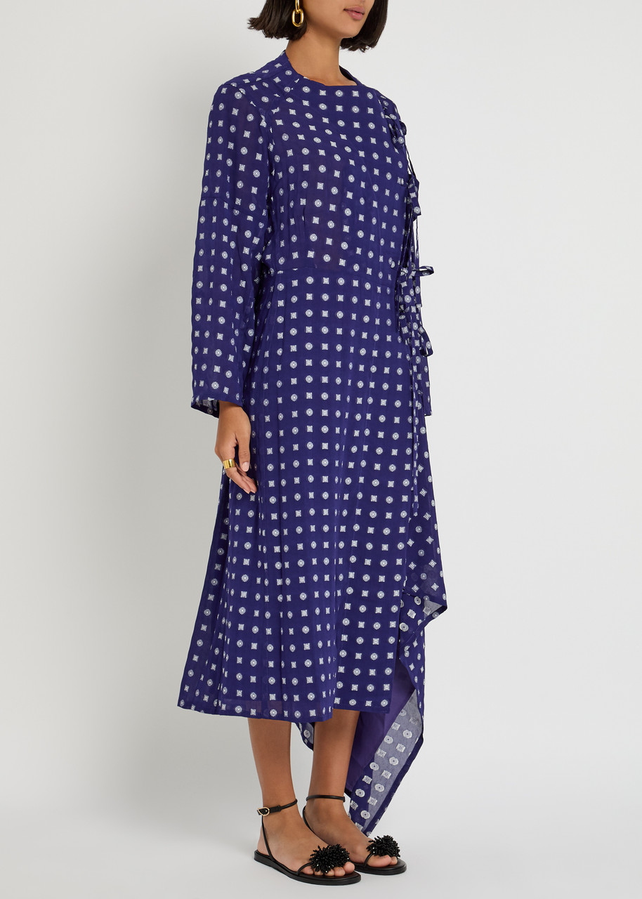 Tory Burch Jacquard Midi Dress In Blue
