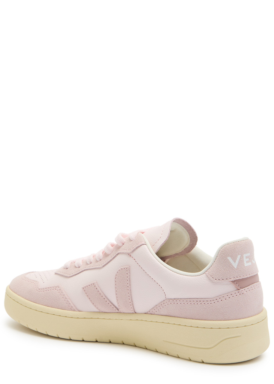 Veja V-90 Panelled Grained Leather Sneakers In Multi