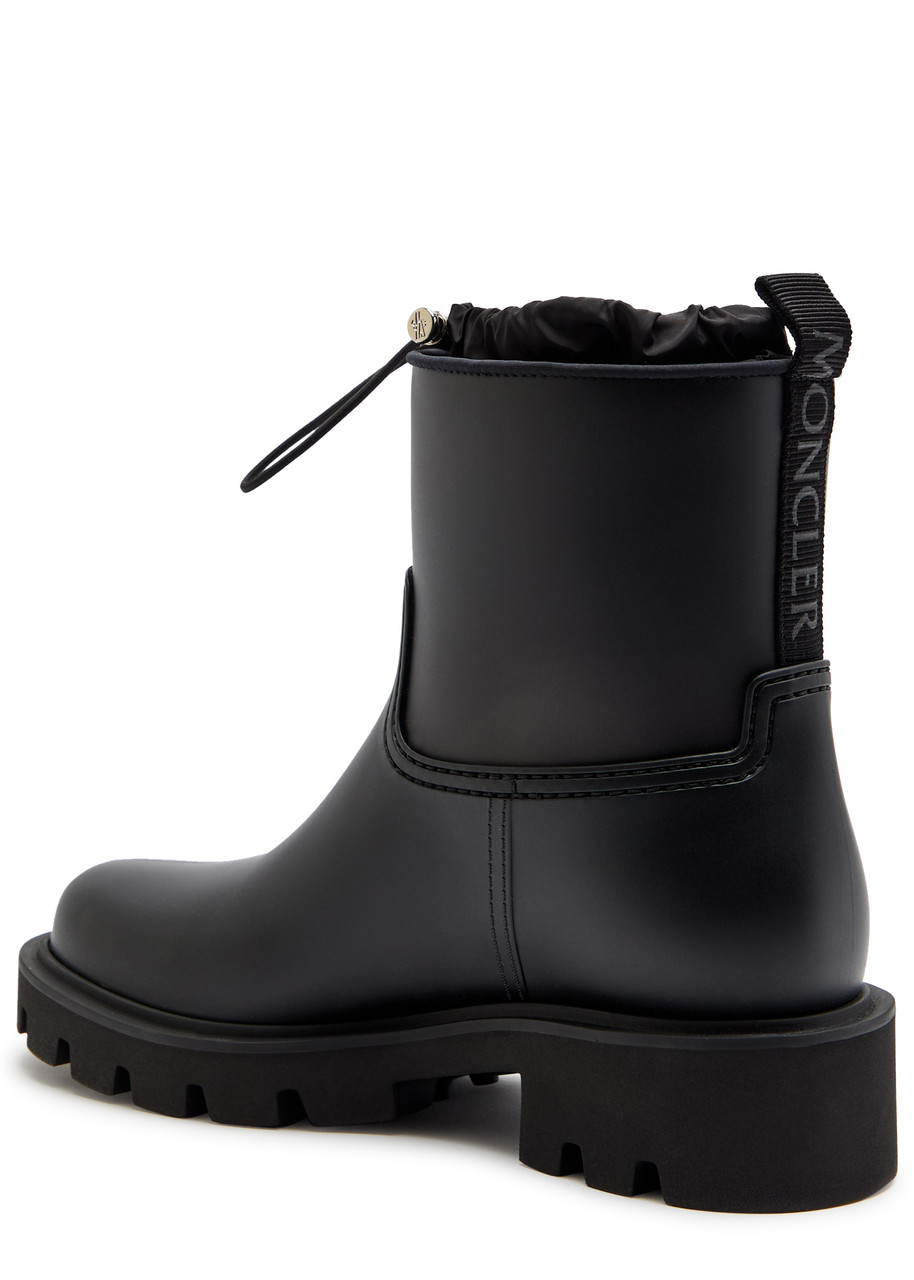 Moncler Kickstream Rubber Wellington Ankle Boots In Black