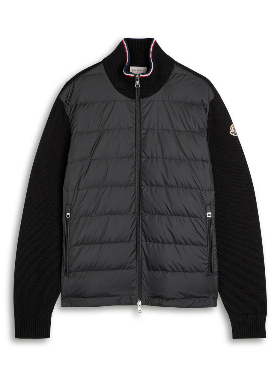 Moncler Padded Cotton Cardigan In Black