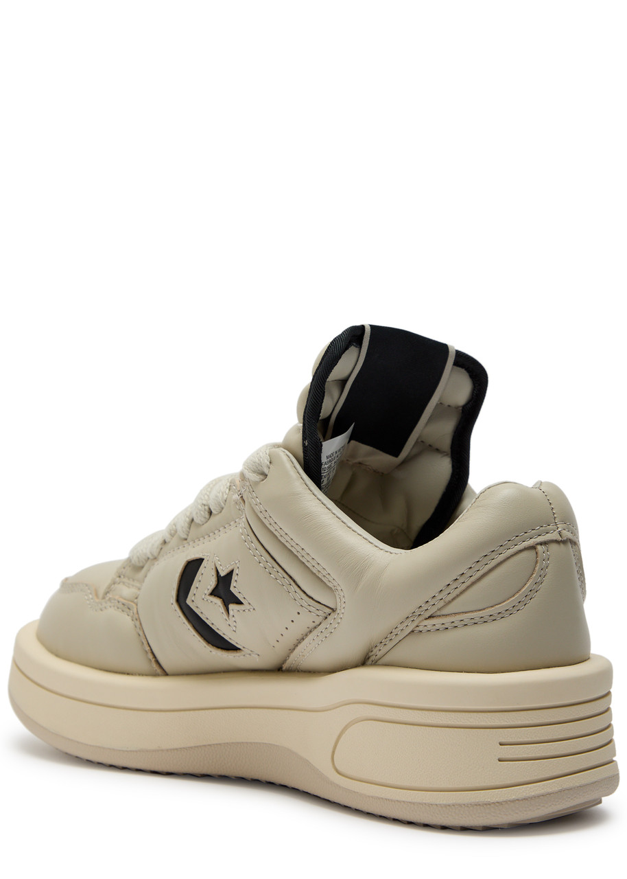 Rick Owens X Converse Drkshdw Padded Leather Sneakers In Neutral