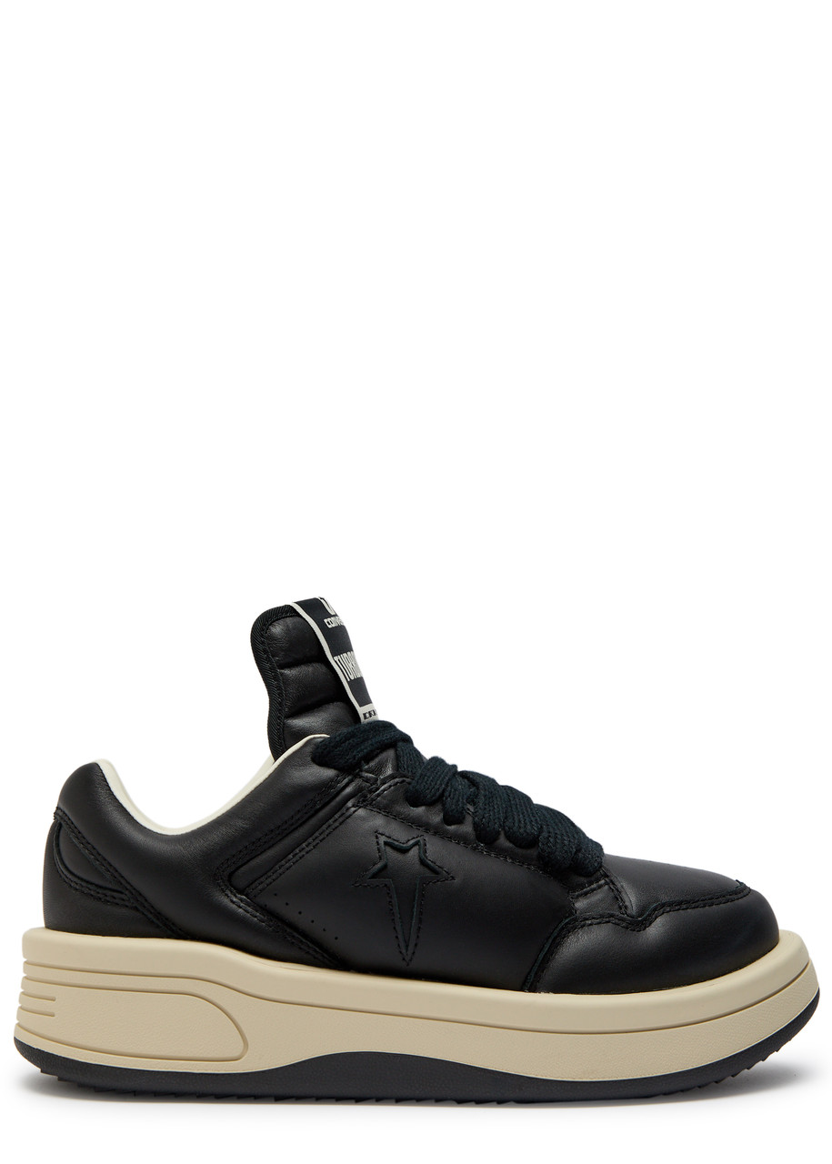 Rick Owens X Converse Drkshdw Padded Leather Sneakers In Black