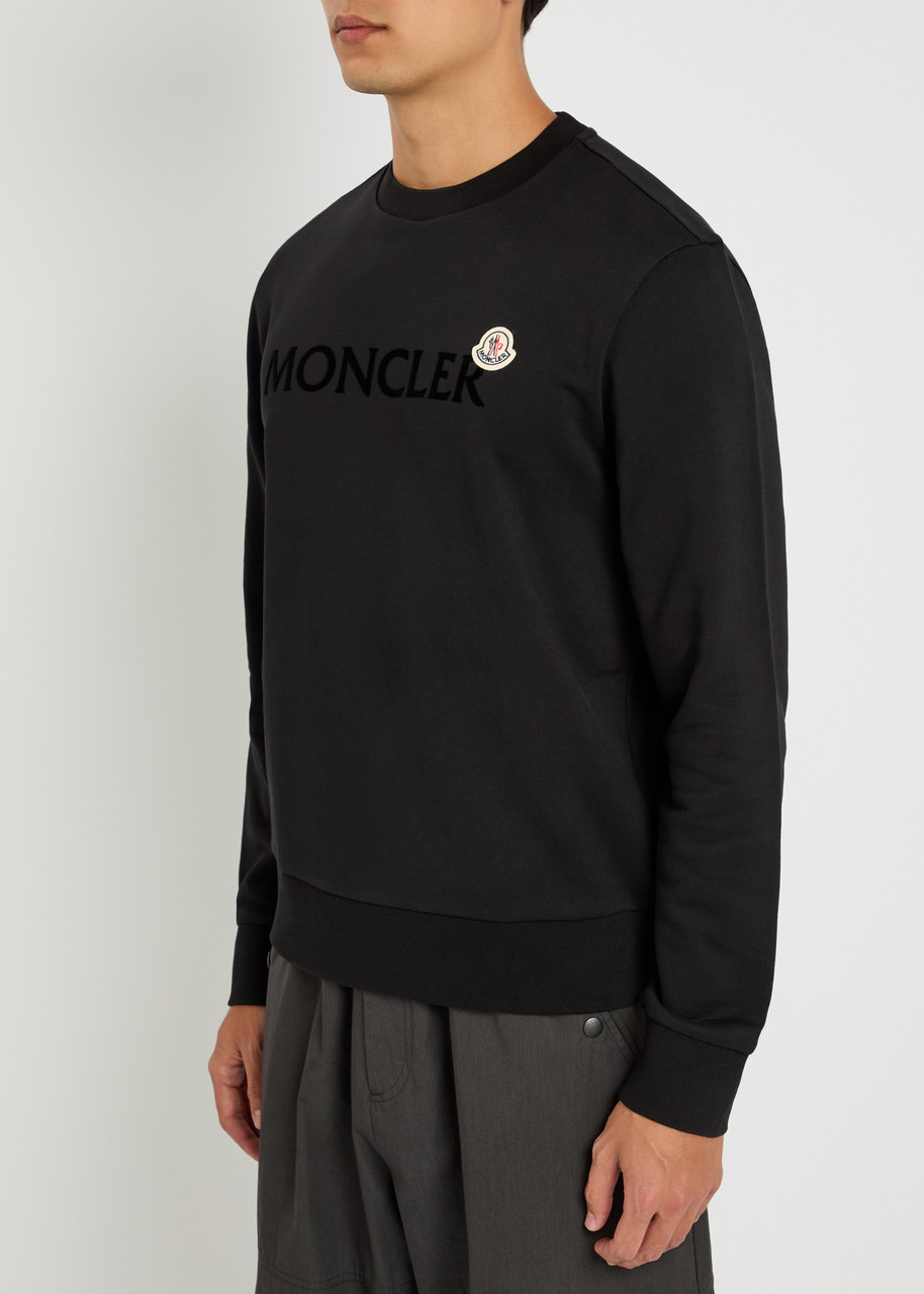 Moncler Crew Neck Cotton Sweatshirt In Black
