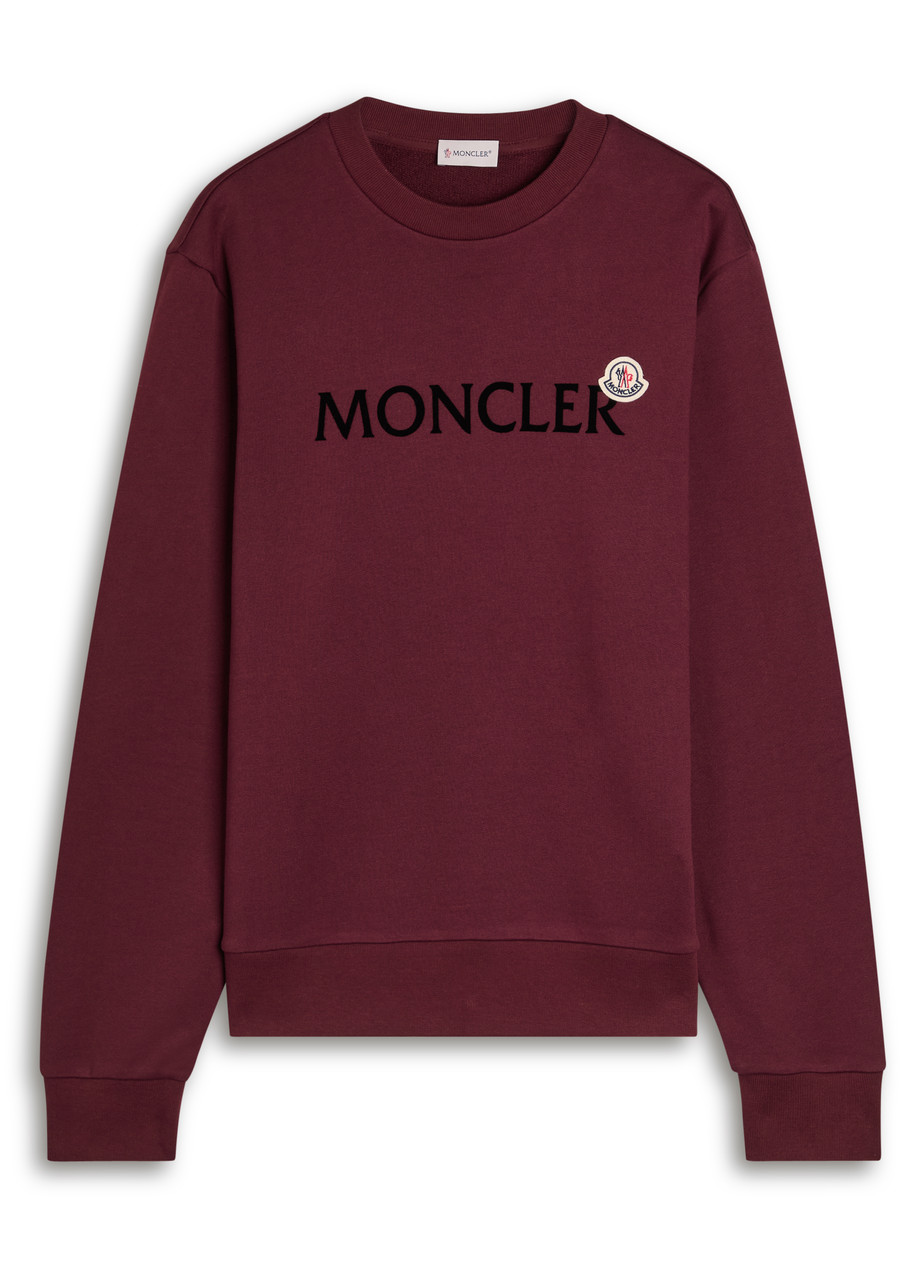 Moncler Maroon Crewneck Logo Sweatshirt In Brown