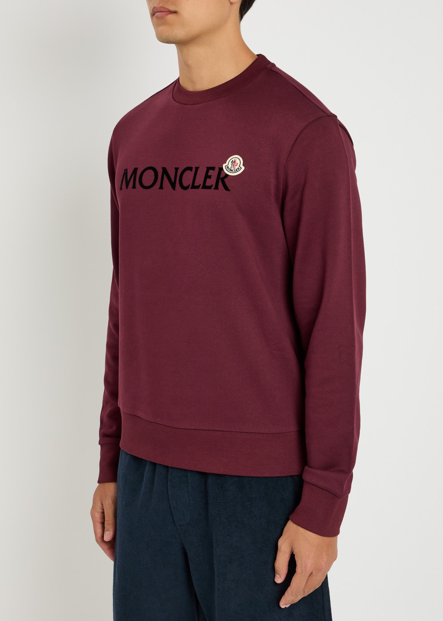 Moncler Maroon Crewneck Logo Sweatshirt In Brown