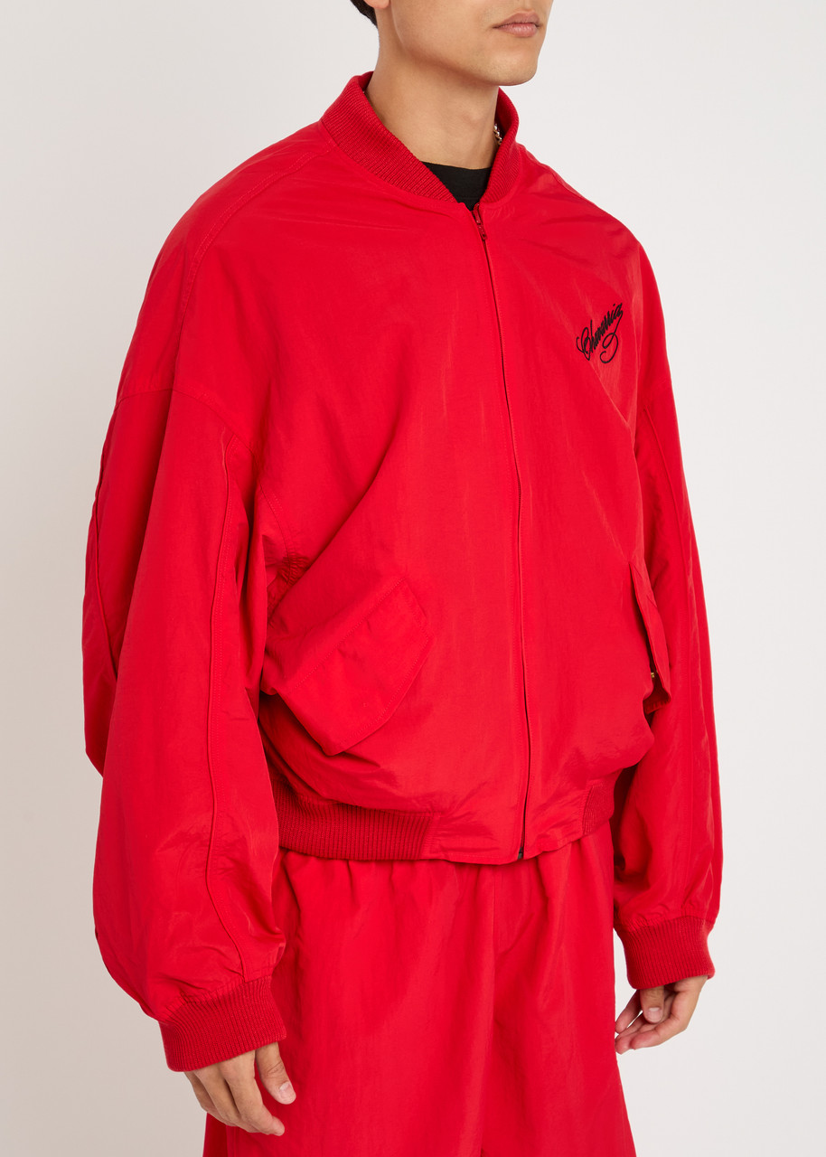  Willy Chavarria Logo-embroidered Shell Bomber Jacket - Red - M 