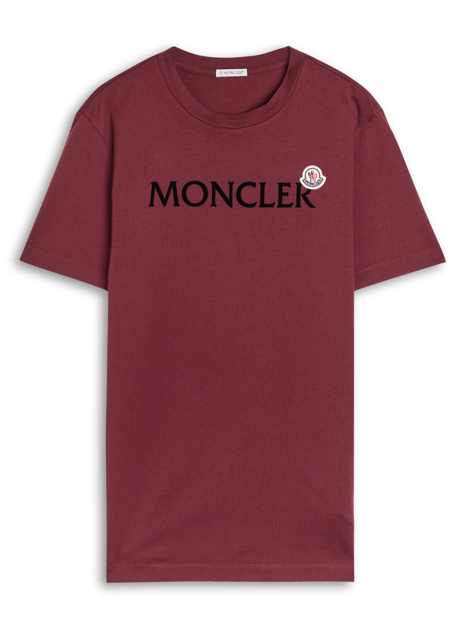 Moncler Mens Miscellaneous Flocked-logo Badge Short-sleeve Cotton-jersey T-shirt Xxl In Red