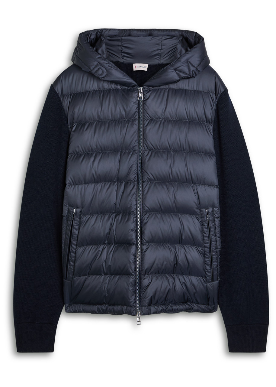 Moncler Padded Hooded Jacket In Blue