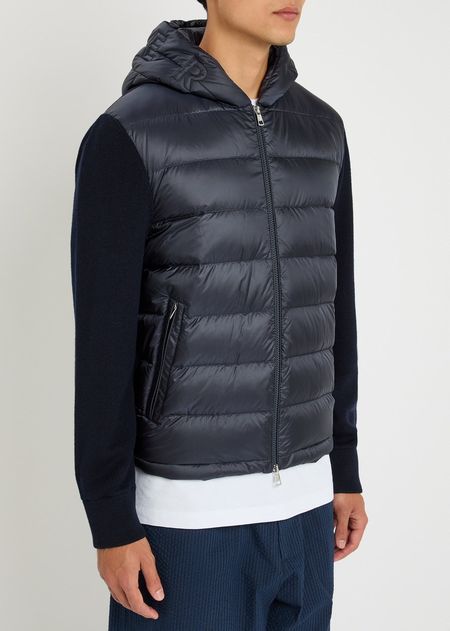 Moncler Padded Hooded Jacket In Blue