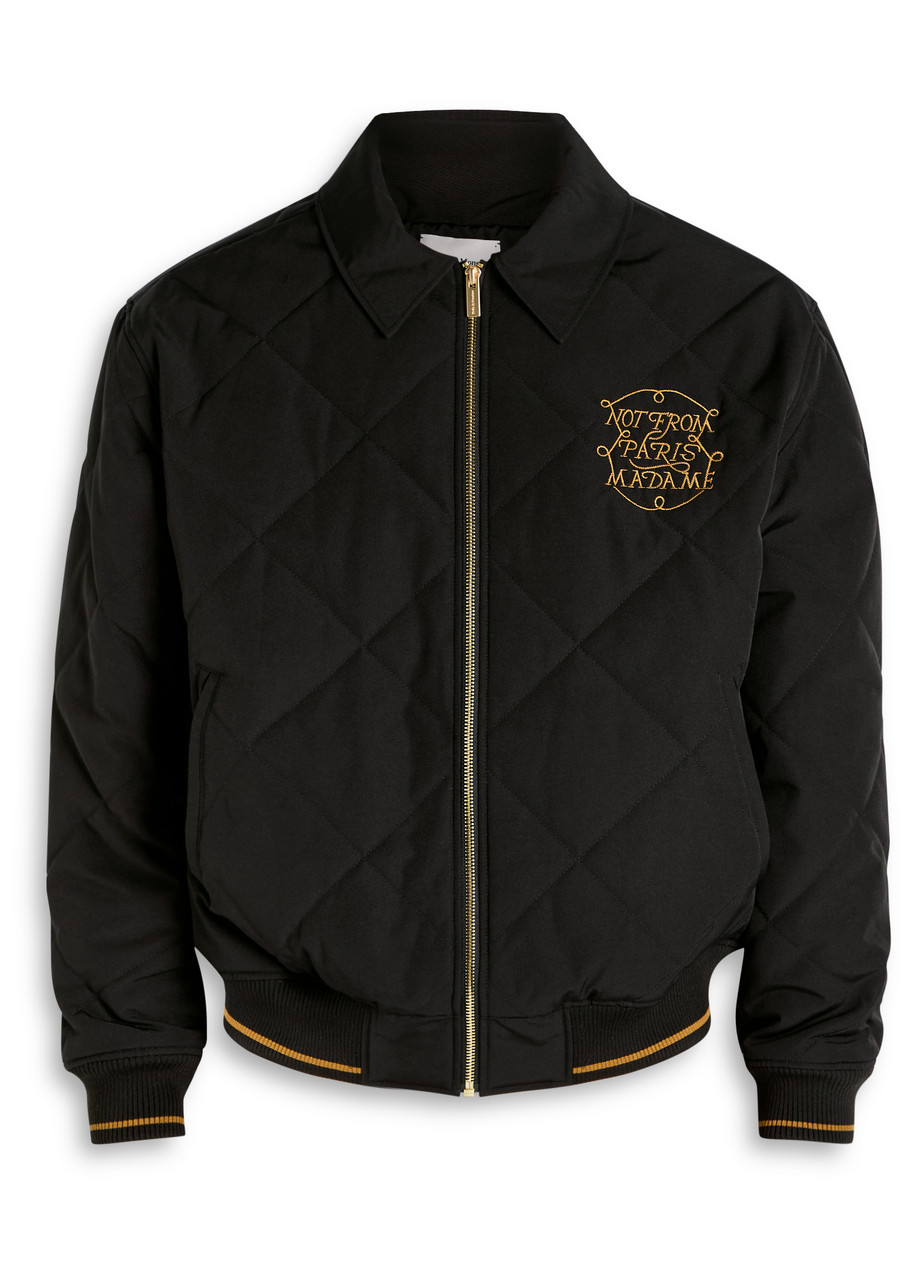 Drôle De Monsieur La Veste Slogan Tresses Quilted Woven Jacket In Black