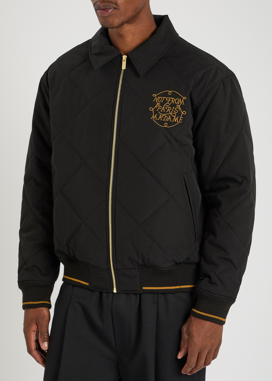 Drôle De Monsieur La Veste Slogan Tresses Quilted Woven Jacket In Black