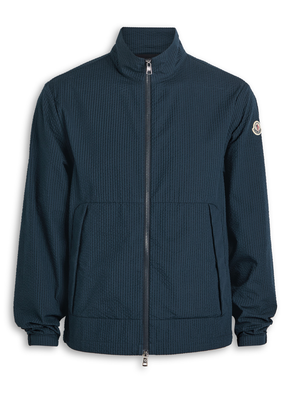 Moncler Dauno Seesucker Overshirt Jacket In Blue