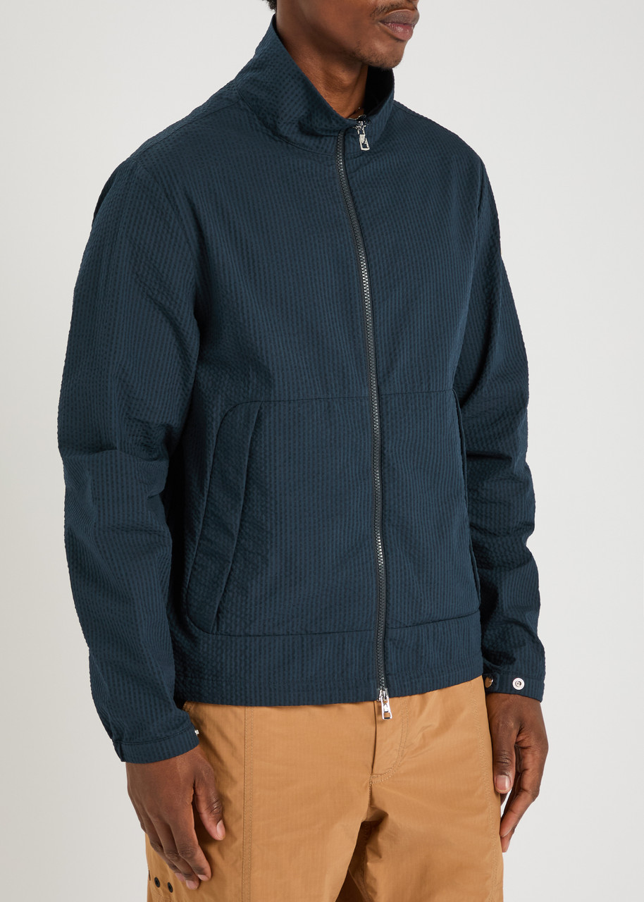 Moncler Dauno Seesucker Overshirt Jacket In Blue