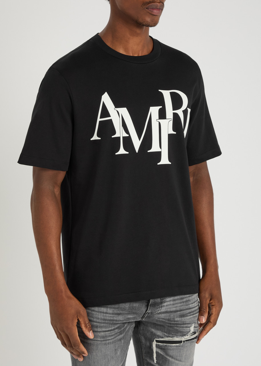 Amiri Cotton T-shirt With Front Logo Print In Black