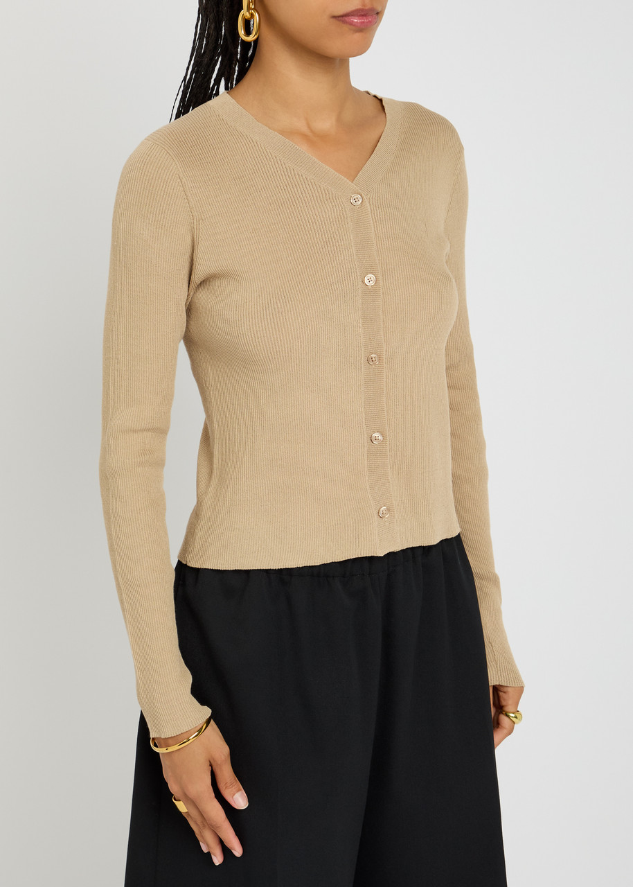 Day Birger Et Mikkelsen Briggs Ribbed Cotton-blend Cardigan In Neutral