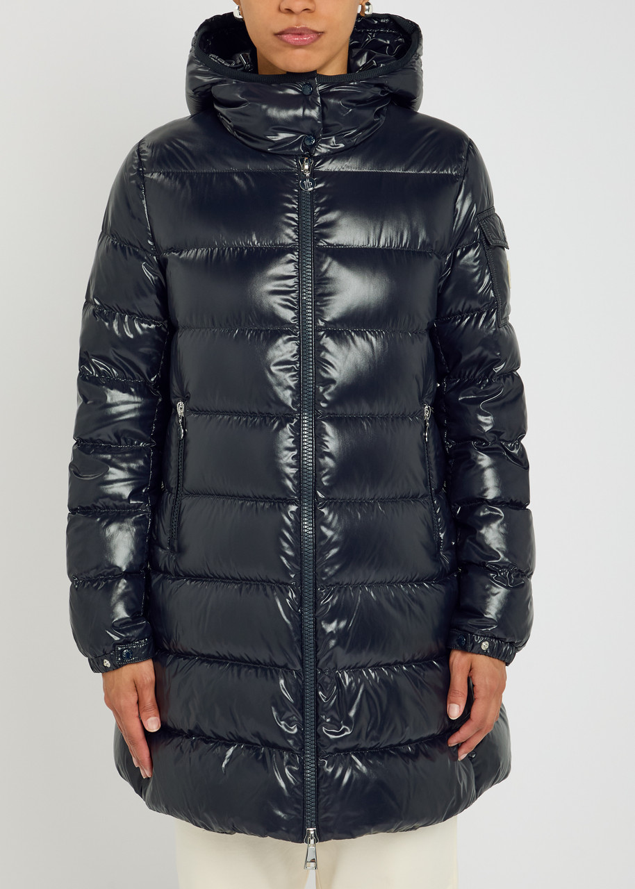 Moncler Courcelles Glossed Shell Parka Coat In Blue