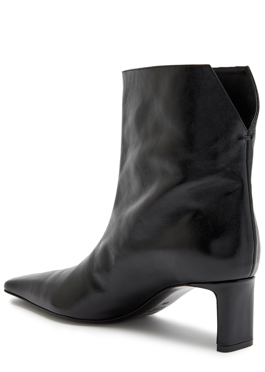 Khaite Ona Leather Stiletto Ankle Boots