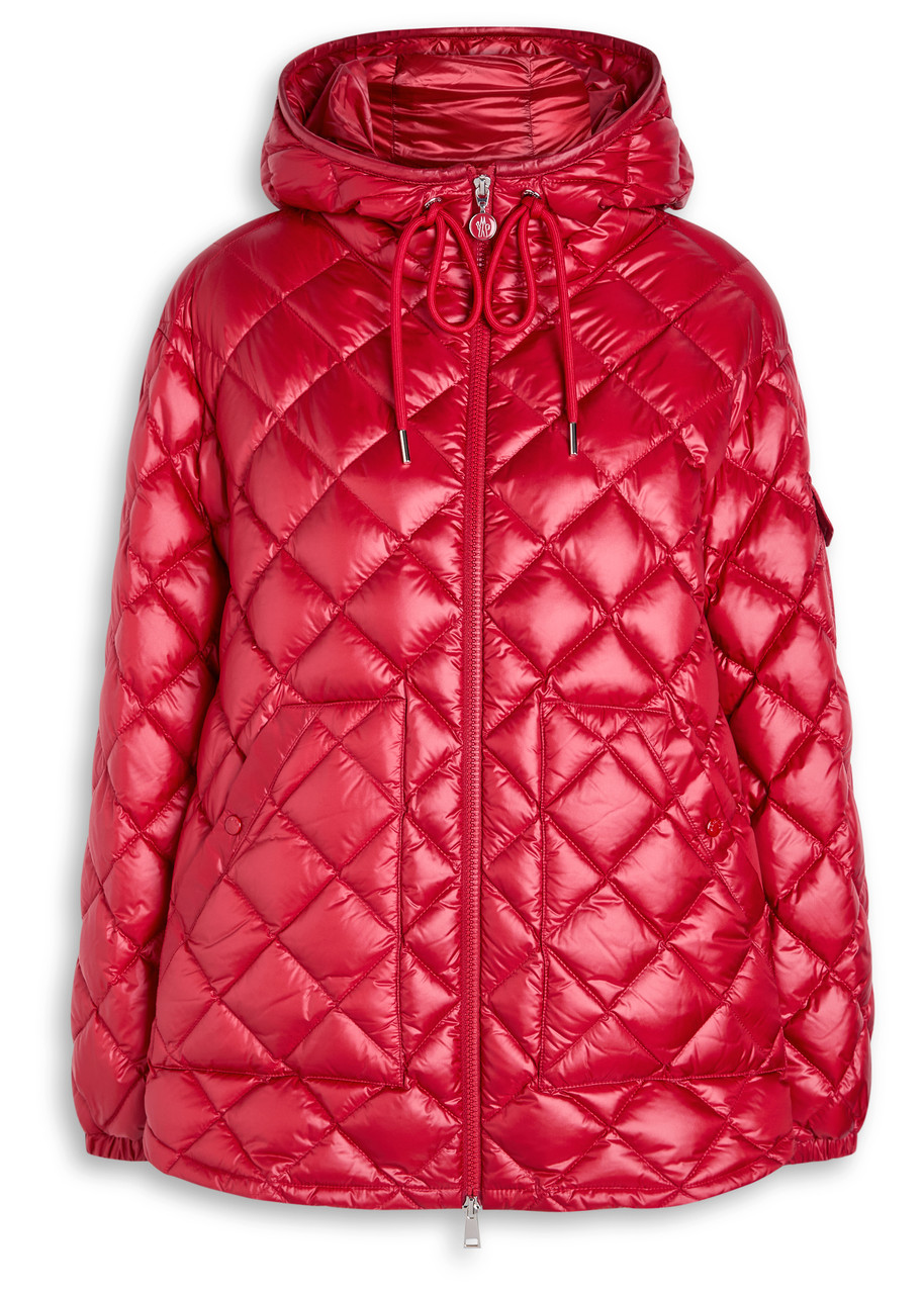 Moncler Womens Medium Red Relaxed-fit Hooded Shell-down Jacket