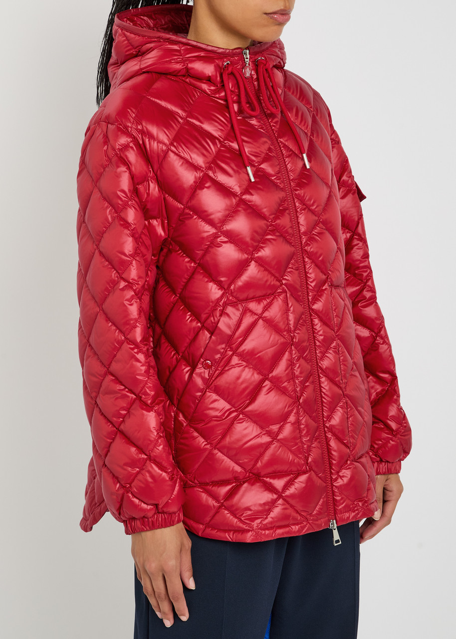 Moncler Womens Medium Red Relaxed-fit Hooded Shell-down Jacket