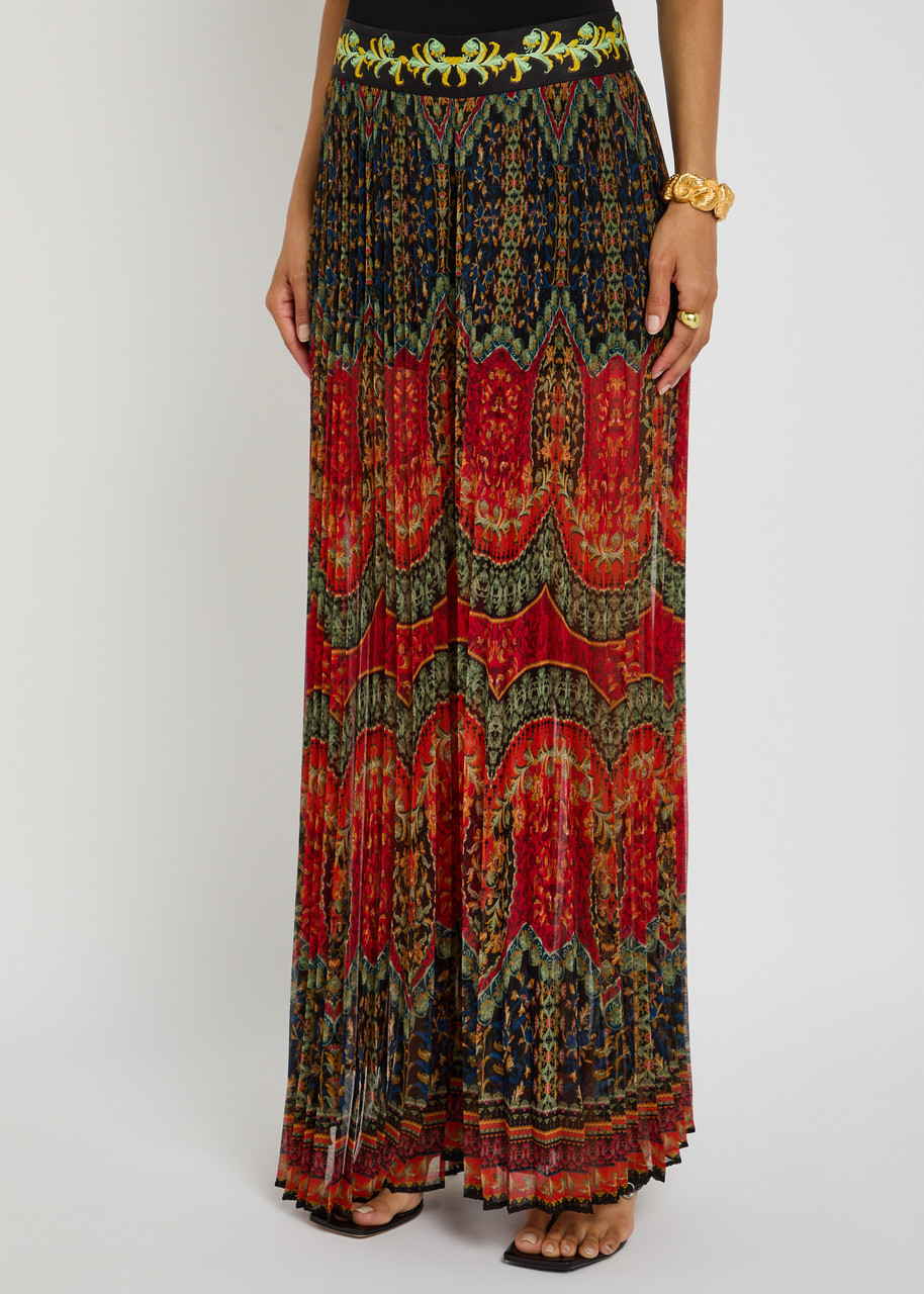 Alice And Olivia Alice + Olivia Copen Printed Semi-sheer Chiffon Trousers In Black