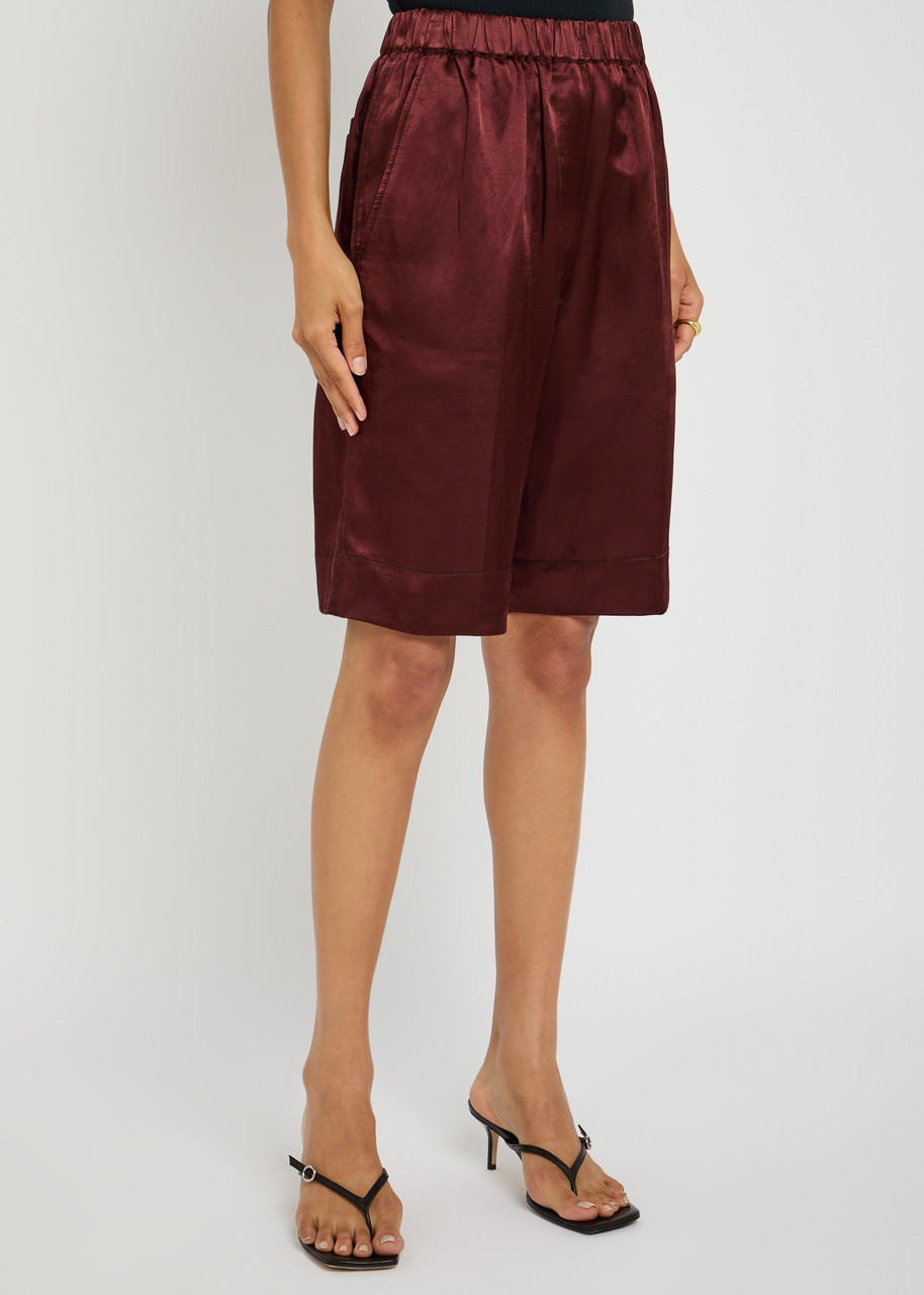 Day Birger Et Mikkelsen Denny Satin-twill Shorts In Brown