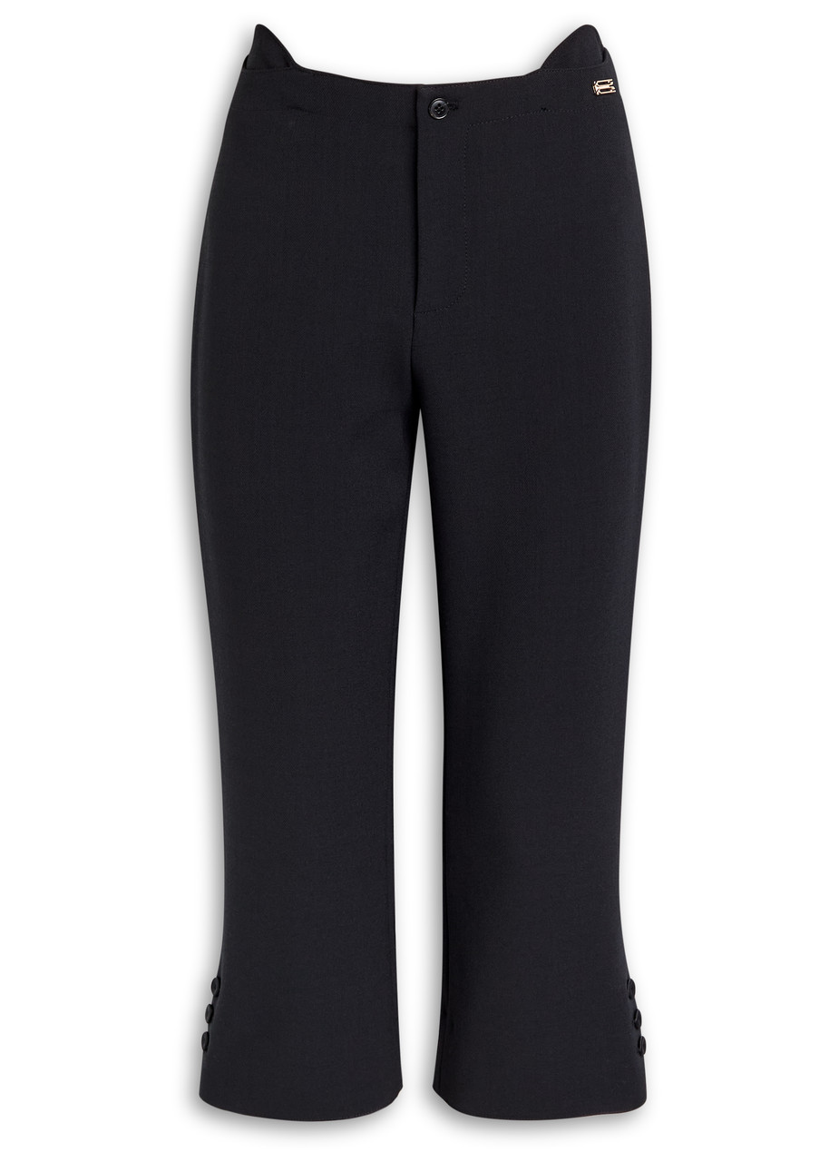 Victoria Beckham Buttoned Cuff Cropped Wool Trousers In Black