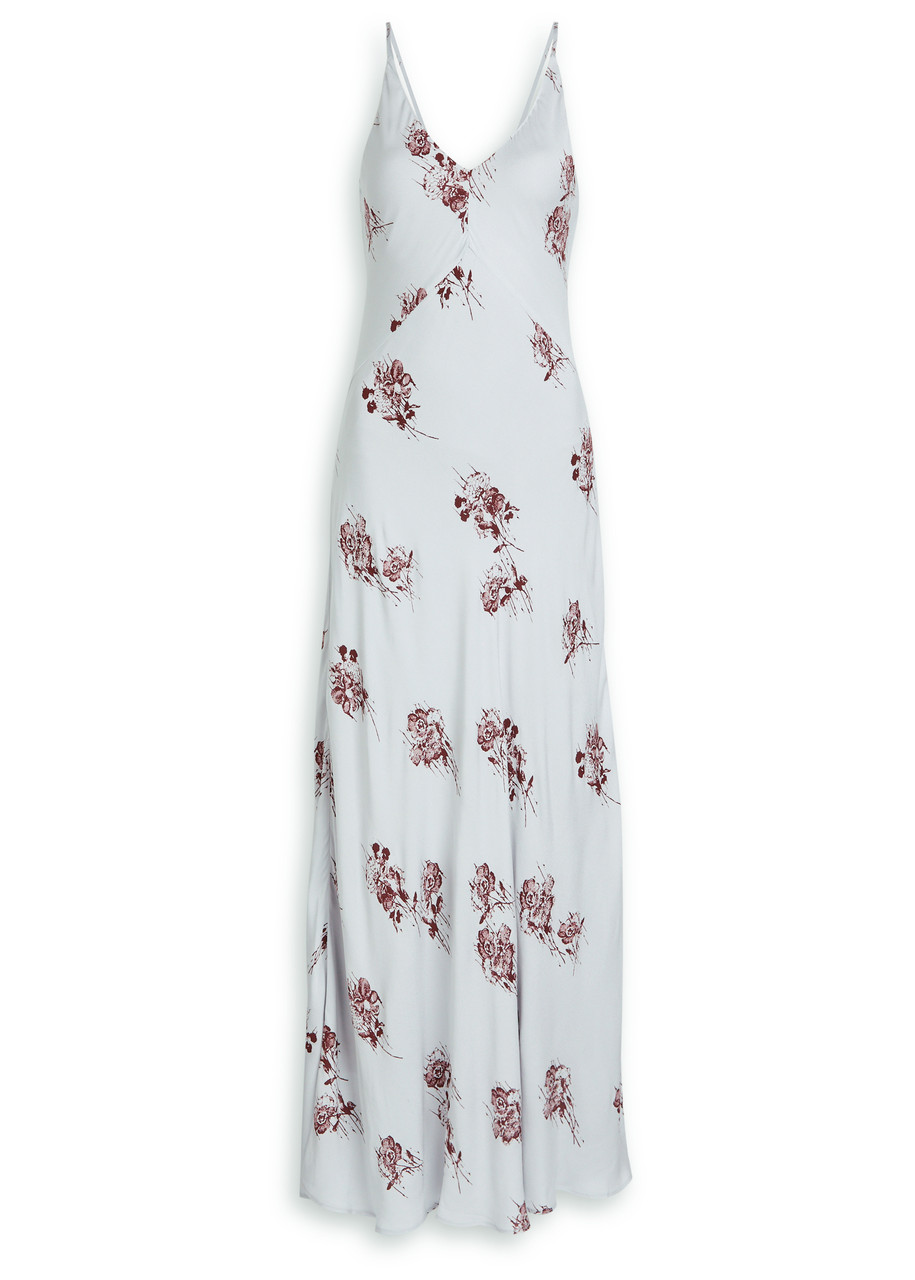 Day Birger Et Mikkelsen Peach Floral-print Crepe Maxi Slip Dress In Neutral