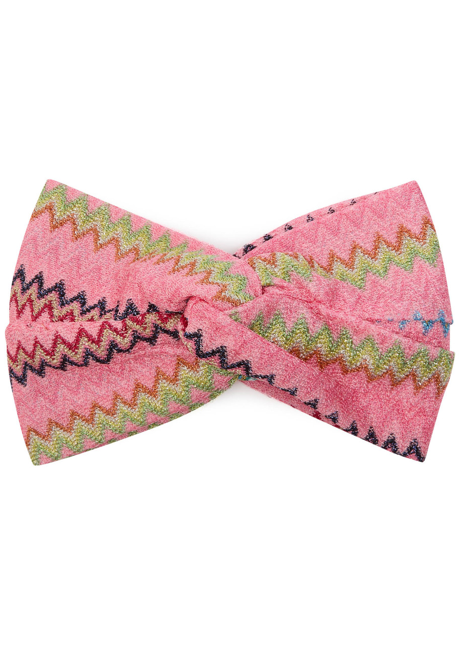 Missoni Metallic Zigzag-intarsia Knitted Headband In Pink