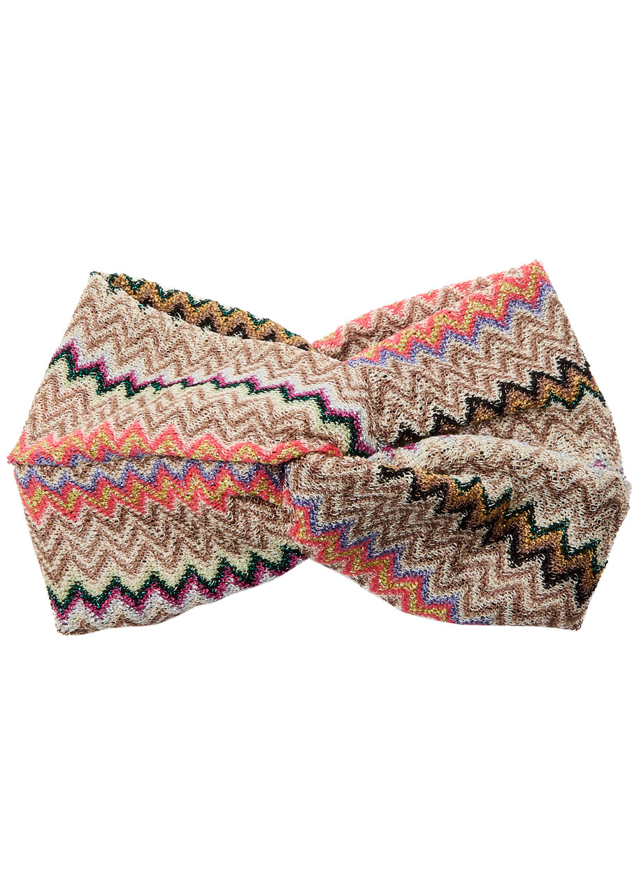 Missoni Metallic Zigzag-intarsia Knitted Headband In Multi