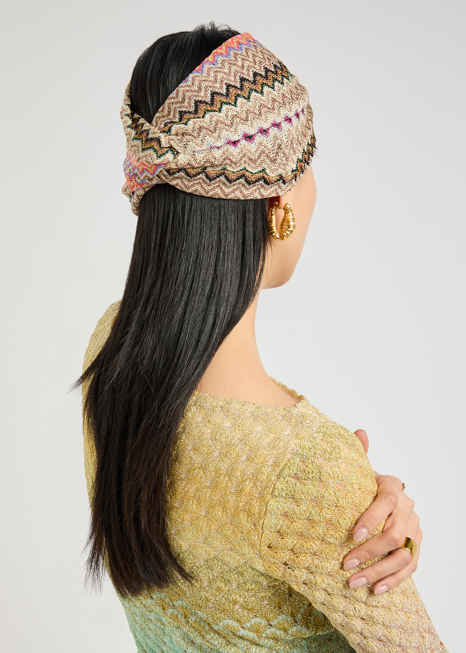 Missoni Metallic Zigzag-intarsia Knitted Headband In Multi