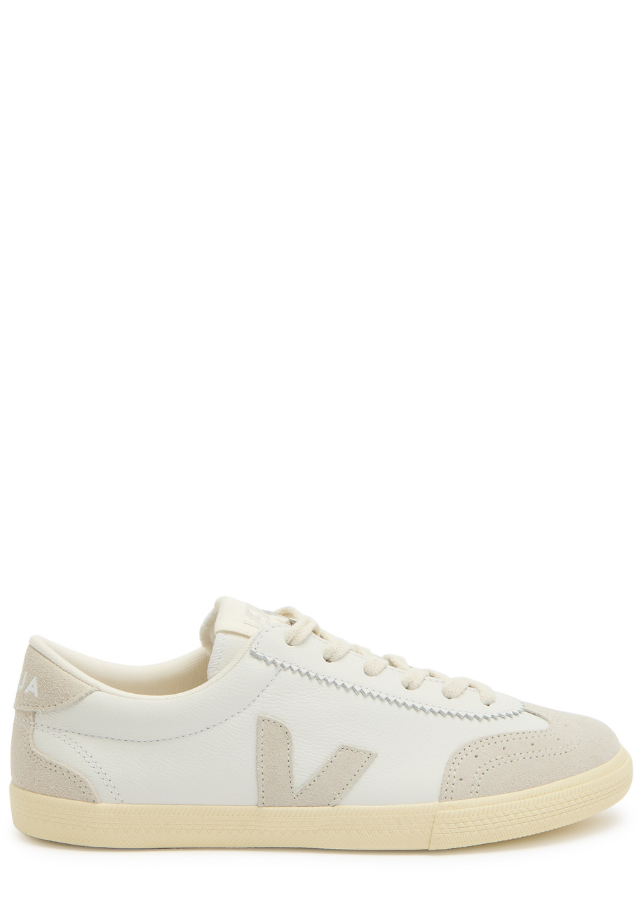 Veja Volley Panelled Grained Leather Sneakers In White