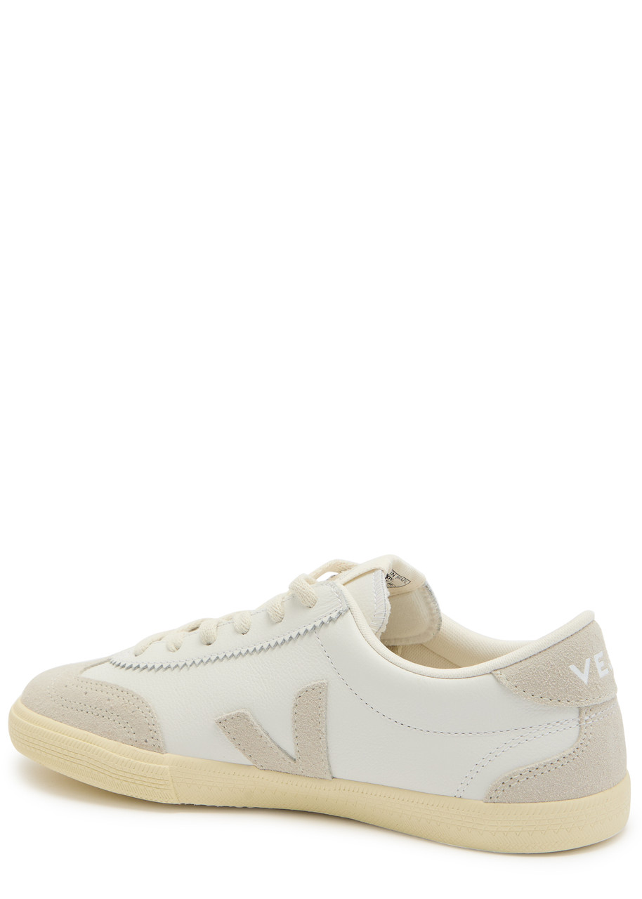 Veja Volley Panelled Grained Leather Sneakers In White